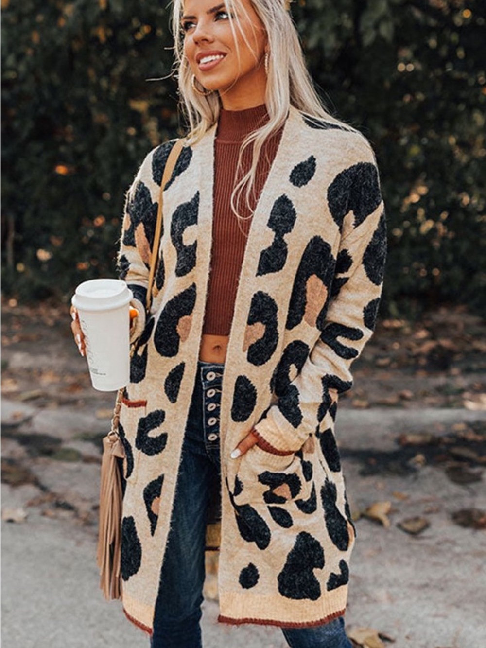 Vici Leopard Pocketed Cardigan